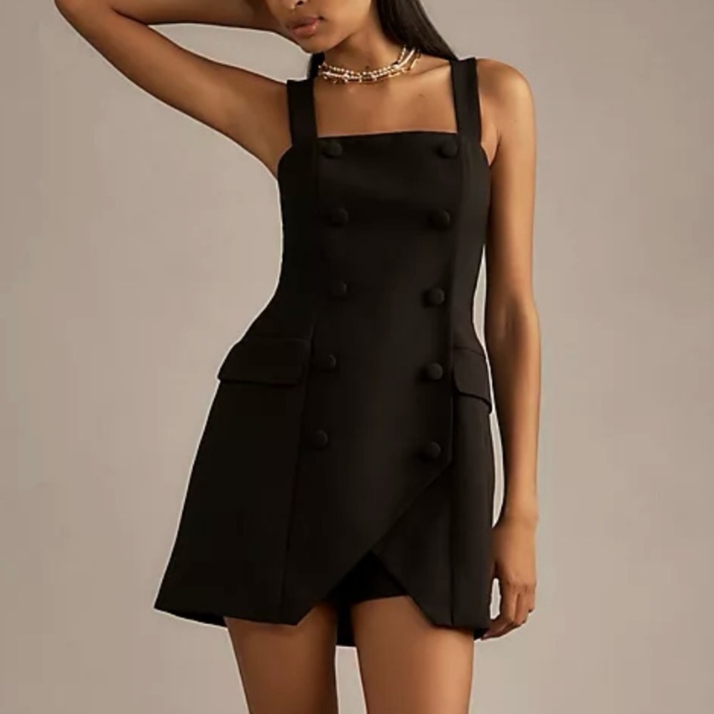 Anthropologie Black Double-Breasted Mini Dress